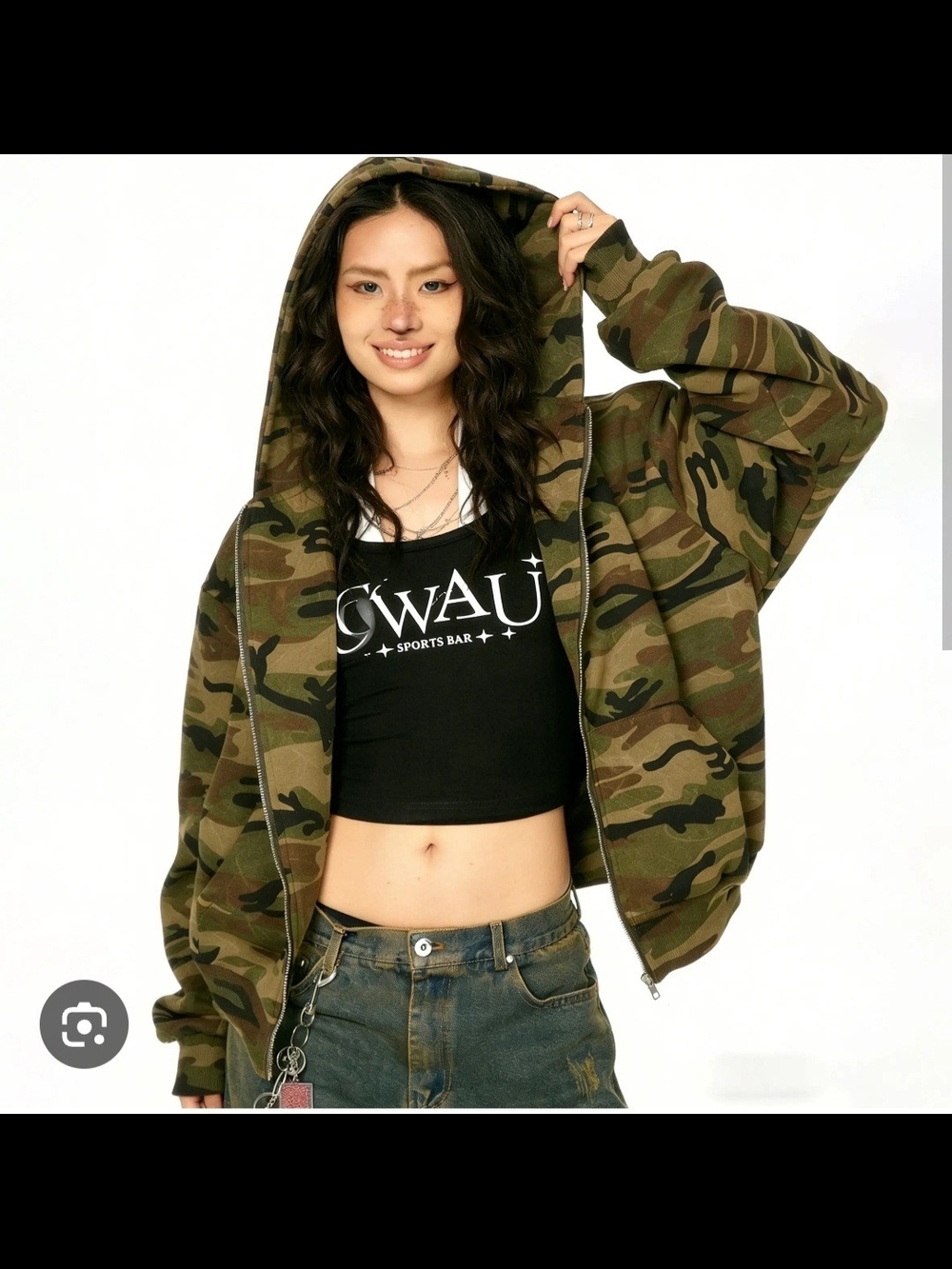Tiktokfinds Camo Zip-Up Hoodie — Green Camouflage XL